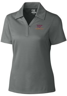 Cutter and Buck Virginia Tech Hokies Womens Grey Drytec Genre Textured Short Sleeve Polo Shirt