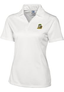 Cutter and Buck Oregon Ducks Womens White Drytec Genre Textured Short Sleeve Polo Shirt