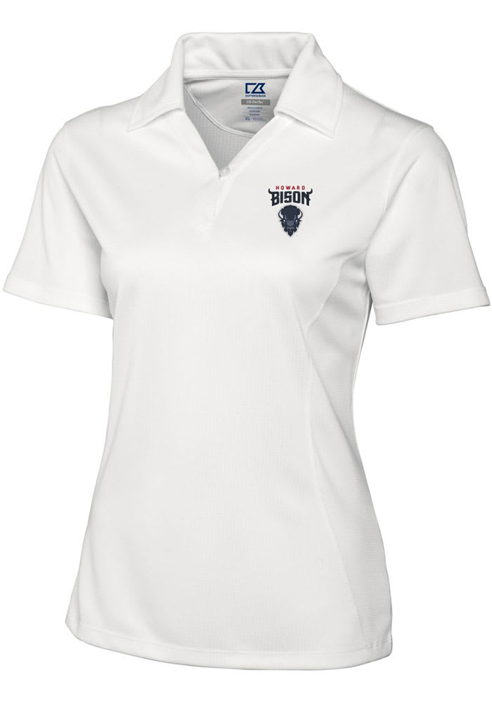 Cutter and Buck Howard Bison Womens White Drytec Genre Textured Short Sleeve Polo Shirt