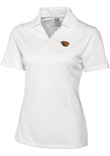 Cutter and Buck Oregon State Beavers Womens White Drytec Genre Textured Short Sleeve Polo Shirt