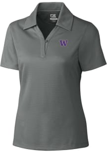 Cutter and Buck Washington Huskies Womens Grey Drytec Genre Textured Short Sleeve Polo Shirt