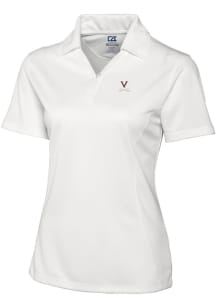 Cutter and Buck Virginia Cavaliers Womens White Drytec Genre Textured Short Sleeve Polo Shirt