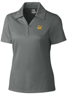 Cutter and Buck Cal Golden Bears Womens Grey Drytec Genre Textured Short Sleeve Polo Shirt