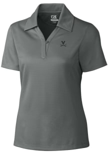Cutter and Buck Virginia Cavaliers Womens Grey Drytec Genre Textured Short Sleeve Polo Shirt