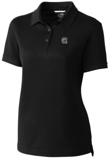 Cutter and Buck South Carolina Gamecocks Womens Black Advantage Pique Short Sleeve Polo Shirt