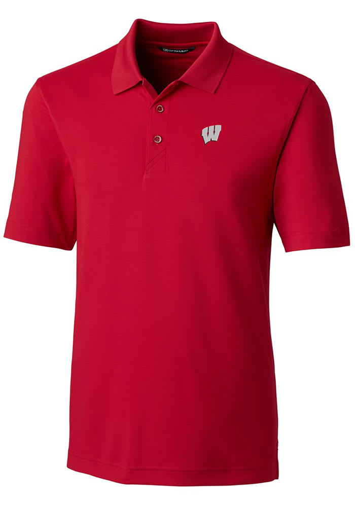 Cutter and Buck Wisconsin Badgers Mens Red Forge Short Sleeve Polo