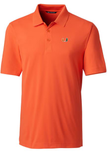 Cutter and Buck Miami Hurricanes Mens Orange Forge Short Sleeve Polo