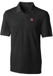 Mens Rutgers Scarlet Knights Black Cutter and Buck Forge Short Sleeve Polo Shirt