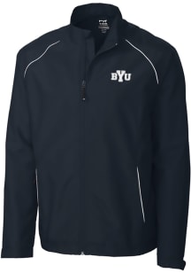 Cutter and Buck BYU Cougars Mens Navy Blue Beacon Light Weight Jacket