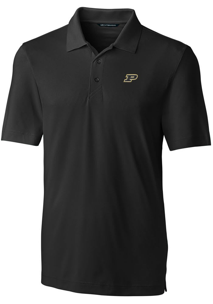 Cutter and Buck Purdue Boilermakers Mens Black Forge Short Sleeve Polo