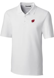 Cutter and Buck Wisconsin Badgers Mens White Forge Short Sleeve Polo