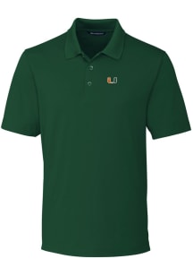 Cutter and Buck Miami Hurricanes Mens Green Forge Short Sleeve Polo