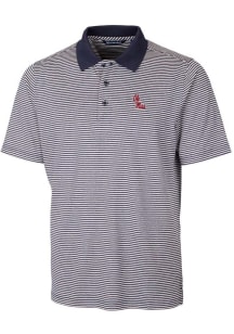 Cutter and Buck Ole Miss Rebels Mens Navy Blue Forge Tonal Stripe Short Sleeve Polo
