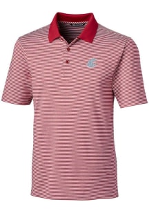 Cutter and Buck Washington State Cougars Mens Red Forge Tonal Stripe Short Sleeve Polo