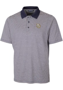 Cutter and Buck Marquette Golden Eagles Mens Navy Blue Forge Tonal Stripe Short Sleeve Polo