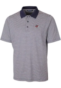 Cutter and Buck Fresno State Bulldogs Mens Navy Blue Forge Tonal Stripe Short Sleeve Polo