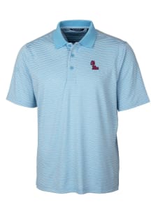 Cutter and Buck Ole Miss Rebels Mens Blue Forge Tonal Stripe Short Sleeve Polo