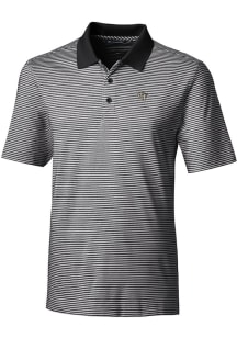 Cutter and Buck Wake Forest Demon Deacons Mens Black Forge Tonal Stripe Short Sleeve Polo