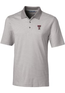 Cutter and Buck Texas Tech Red Raiders Mens Grey Forge Tonal Stripe Short Sleeve Polo