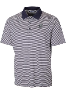 Cutter and Buck Xavier Musketeers Mens Navy Blue Forge Tonal Stripe Short Sleeve Polo