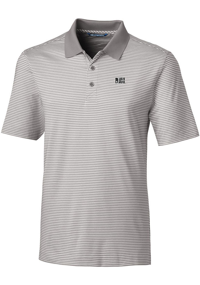 Cutter and Buck Jackson State Tigers Mens Grey Forge Tonal Stripe Short Sleeve Polo