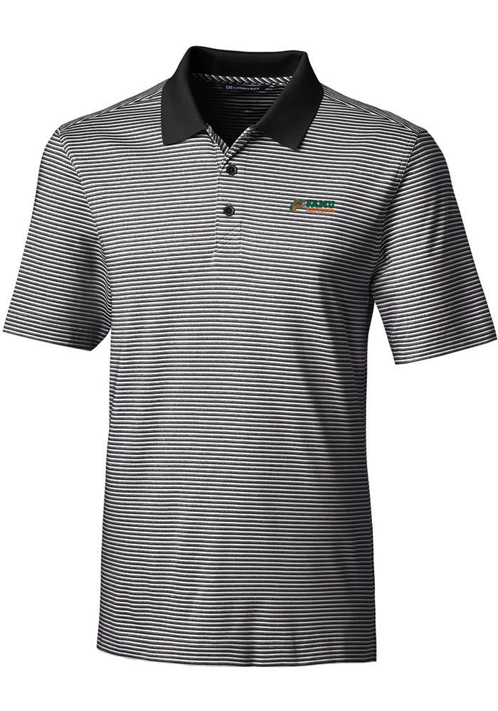 Cutter and Buck Florida A&M Rattlers Mens Black Forge Tonal Stripe Short Sleeve Polo