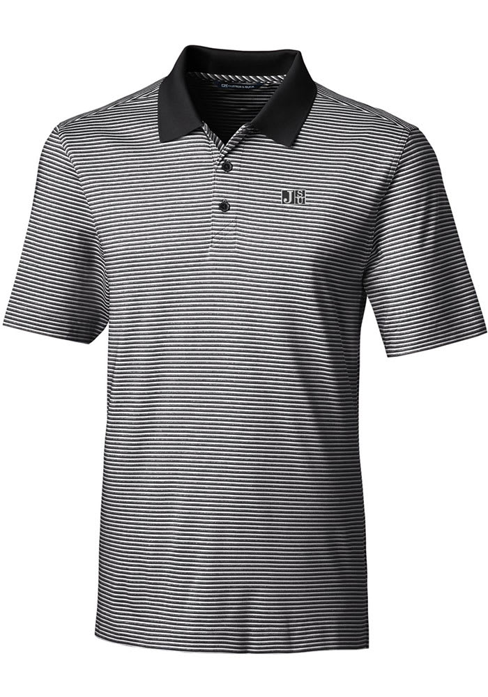 Cutter and Buck Jackson State Tigers Mens Black Forge Tonal Stripe Short Sleeve Polo