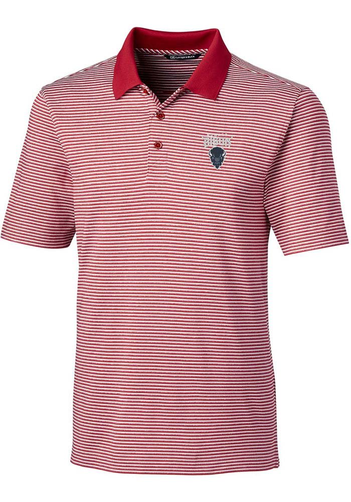 Cutter and Buck Howard Bison Mens Red Forge Tonal Stripe Short Sleeve Polo