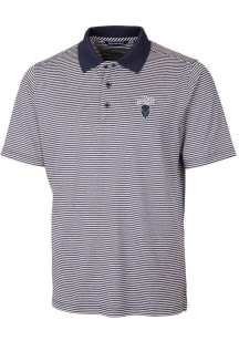 Cutter and Buck Howard Bison Mens Navy Blue Forge Tonal Stripe Short Sleeve Polo