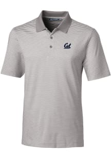 Cutter and Buck Cal Golden Bears Mens Grey Forge Tonal Stripe Short Sleeve Polo