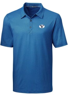 Cutter and Buck BYU Cougars Mens Navy Blue Pike Mini Pennant Short Sleeve Polo