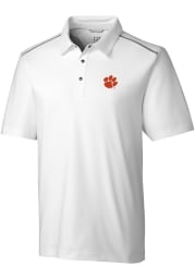 Cutter and Buck Clemson Tigers Mens White Fusion Short Sleeve Polo
