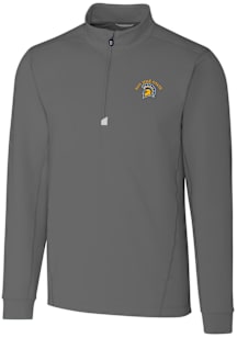 Cutter and Buck San Jose State Spartans Mens Grey Traverse Stretch Long Sleeve Qtr Zip Pullover