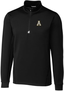 Cutter and Buck Appalachian State Mountaineers Mens Black Traverse Stretch Long Sleeve 1/4 Zip P..