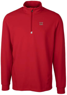 Cutter and Buck Miami RedHawks Mens Red Traverse Stretch Long Sleeve 1/4 Zip Pullover