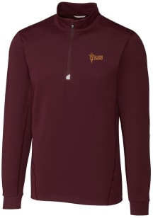 Cutter and Buck Arizona State Sun Devils Mens Red Traverse Stretch Long Sleeve 1/4 Zip Pullover