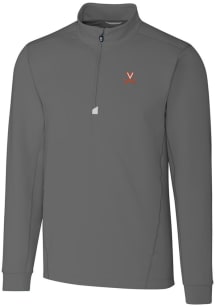 Cutter and Buck Virginia Cavaliers Mens Grey Traverse Stretch Long Sleeve 1/4 Zip Pullover