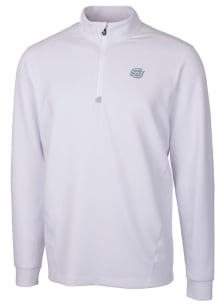 Cutter and Buck Navy Mens White Traverse Stretch Long Sleeve 1/4 Zip Pullover