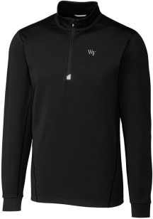 Cutter and Buck Wake Forest Demon Deacons Mens Black Traverse Stretch Long Sleeve 1/4 Zip Pullov..
