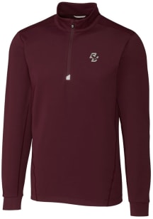Cutter and Buck Boston College Eagles Mens Red Traverse Stretch Long Sleeve 1/4 Zip Pullover