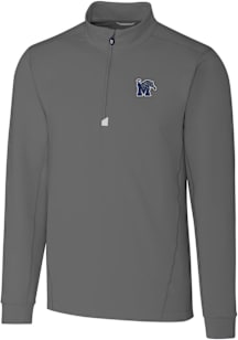 Cutter and Buck Memphis Tigers Mens Grey Traverse Stretch Long Sleeve Qtr Zip Pullover