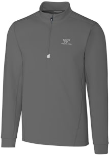 Cutter and Buck Virginia Tech Hokies Mens Grey Traverse Stretch Long Sleeve 1/4 Zip Pullover