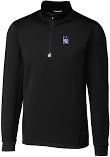 Cutter and Buck Northwestern Wildcats Mens Black Traverse Stretch Long Sleeve Qtr Zip Pullover