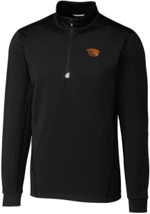 Cutter and Buck Oregon State Beavers Mens Black Traverse Stretch Long Sleeve 1/4 Zip Pullover