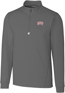 Cutter and Buck UNLV Runnin Rebels Mens Grey Traverse Long Sleeve Qtr Zip Pullover