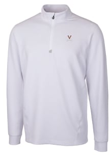 Cutter and Buck Virginia Cavaliers Mens White Traverse Stretch Long Sleeve 1/4 Zip Pullover