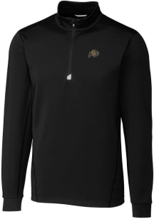 Cutter and Buck Colorado Buffaloes Mens Black Traverse Stretch Long Sleeve 1/4 Zip Pullover