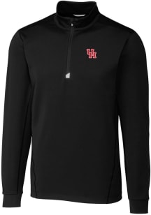 Cutter and Buck Houston Cougars Mens Black Traverse Stretch Long Sleeve 1/4 Zip Pullover