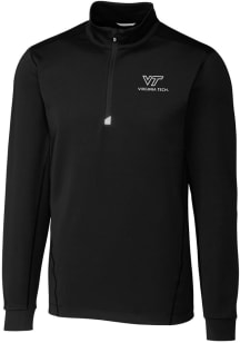 Cutter and Buck Virginia Tech Hokies Mens Black Traverse Stretch Long Sleeve 1/4 Zip Pullover