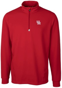 Cutter and Buck Houston Cougars Mens Red Traverse Stretch Long Sleeve 1/4 Zip Pullover